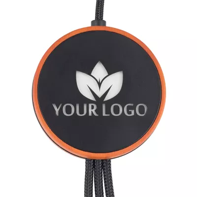 Kabel z ładowarką indukcyjną 4w1 w drewnianej obudowie - i5w - beżowy (EG060813)