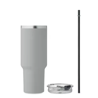 Kubek termiczny stalowy ze słomką 1200 ml SUMA - Szary (MO2327-07)