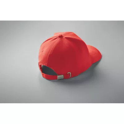 Czapka z daszkiem 6-panelowa 260 g/m² BUFFALO - Bialy/Czerwony (MO1464-35)