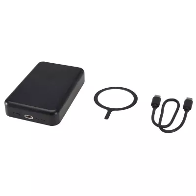 Acrab magnetyczny bezprzewodowy powerbank o pojemności 10 000 mAh i mocy 15 W z technologią 20 W PD — wykonany z tworzyw sztucznych pochodzących z recyklingu - Czarny (12444290)