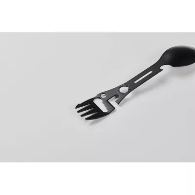 Multitool stalowy z łyżką i widelcem MUTOOL - Czarny (MO2862-03)