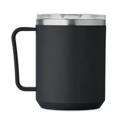 Kubek dwuścienny z przesuwaną pokrywką 400 ml COCOA - Czarny (MO2900-03)