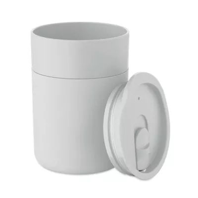 Kubek z PP z silikonową osłoną 330 ml GOBLET - Bialy (MO2773-06)