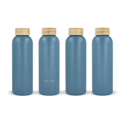 Butelka ze stali nierdzewnej Waterdrop z bambusową nakrętką 600 ml - niebieskoszary (LT47002-N0065)