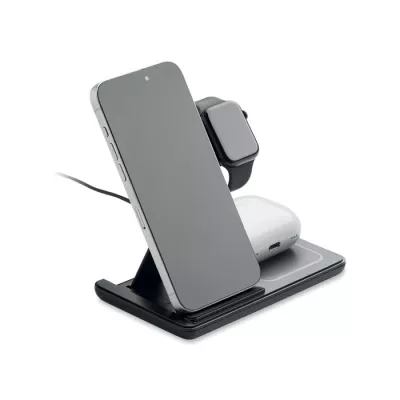 Ładowarka bezprzewodowa 3 w 1 składana 15W DOCK3 - Czarny (MO3172-03)