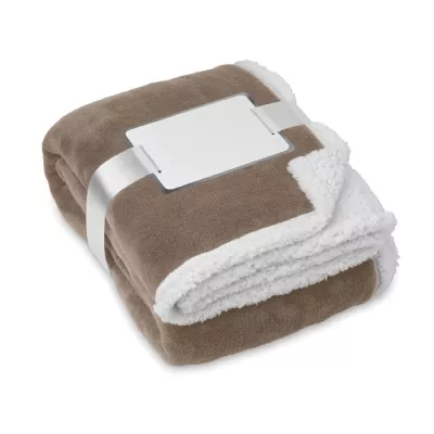 Koc polarowy z sherpą 120x150 cm 200 g/m² ZERMATT - Khaki (MO9089-39)