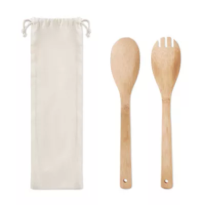 Łyżki do sałatki bambusowe 2 szt. MAYEN SET - Bezowy (MO9903-13)