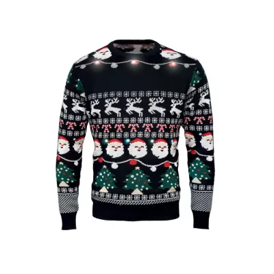 Sweter świąteczny z 10 lampkami LED S/M SHAMIS - Czarny (CX1553-03)
