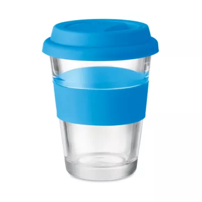 Kubek szklany z pokrywką i uchwytem 350 ml ASTOGLASS - Niebieski (MO9992-04)