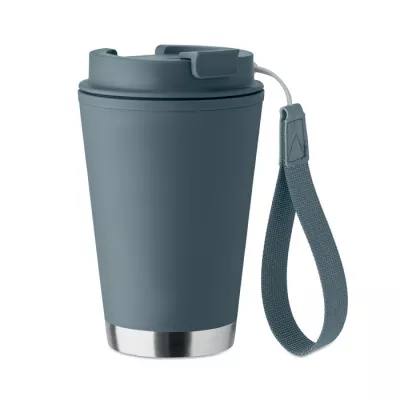 Kubek dwuścienny z PP z paskiem 300 ml TOPIZ - Petrol (MO2596-20)