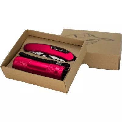 Zestaw latarka i scyzoryk DOVER - czerwony (337205)