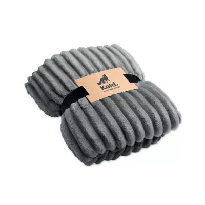 Koc polarowy RPET w paski 130x170 cm 450 g/m² NIEVE - Kamienny Szary (MO3184-15)