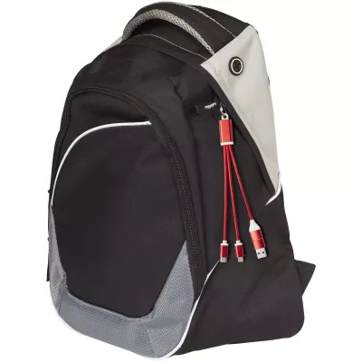 Metal kabel do ładowania 4 w 1 z aluminium z recyklingu z łańcuchem do kluczy - Czerwony (12438221)