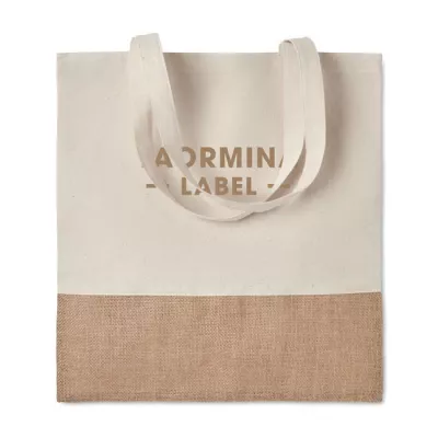 Torba bawełniana z jutą 38x41 cm 160 g/m² INDIA TOTE - Bezowy (MO9518-13)
