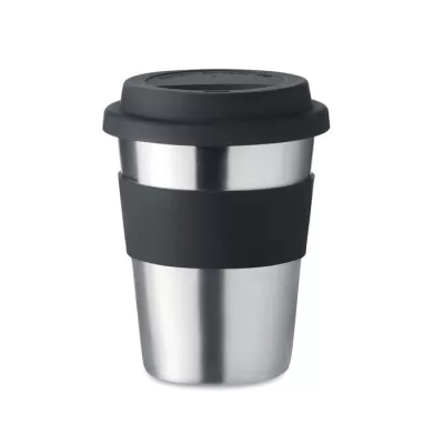 Kubek stalowy jednościenny z pokrywką 350 ml IRMUG - Czarny (MO6257-03)