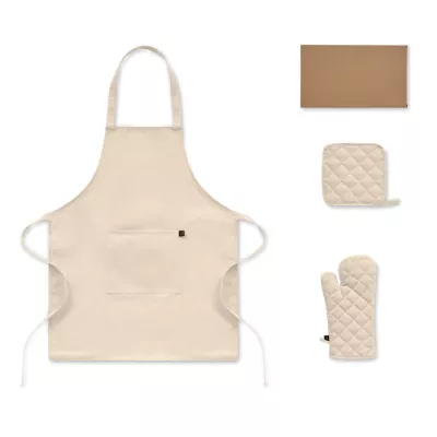 Fartuch z rękawicą i łapką 180 g/m² GALA SET - Bezowy (MO3171-13)