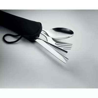 Sztućce stalowe ze słomką w etui 5 SERVICE - Czarny (MO6149-03)