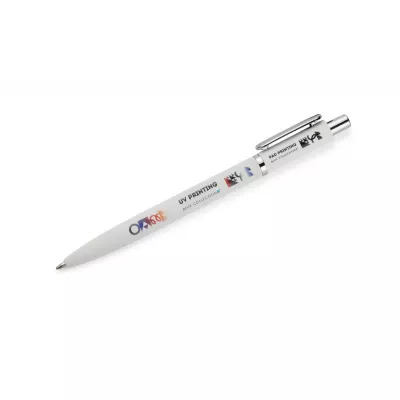 Długopis metalowy z powłoką typu soft touch ELMO - biały (19084-01)