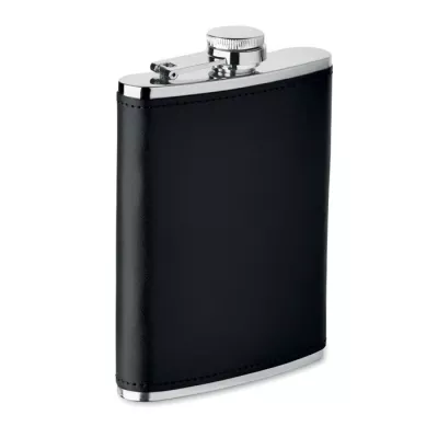 Piersiówka stalowa 200 ml w etui SLIMMY - Czarny (MO2629-03)