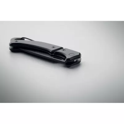 Nóż składany aluminiowy z karabińczykiem FIFE - Czarny (MO2364-03)