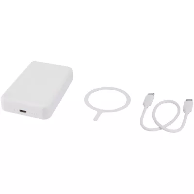 Acrab magnetyczny bezprzewodowy powerbank o pojemności 10 000 mAh i mocy 15 W z technologią 20 W PD — wykonany z tworzyw sztucznych pochodzących z recyklingu - Biały (12444201)