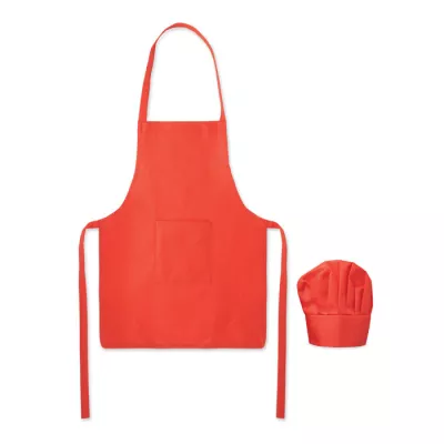 Fartuch i czapka kucharska dla dzieci 80 g/m² KID CHEF - Czerwony (MO2826-05)