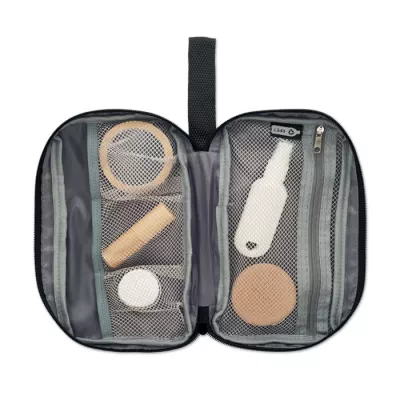 Kosmetyczka z RPET 600D z kieszeniami VANIT - Czarny (MO2948-03)