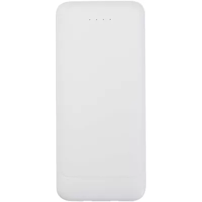 Adhil powerbank o pojemności 10.000 mAh i mocy 10 W z tworzyw sztucznych pochodzących z recyklilngu z 2 wbudowanymi kablami - Biały (12445901)