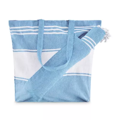 Torba plażowa z ręcznikiem hammam 180 g/m² HUMMUM - Turkusowy (MO2954-12)
