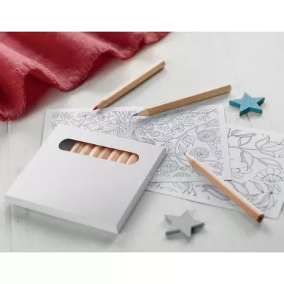 Zestaw do rysowania z 12 kredkami PAINT&RELAX - Bialy (MO8850-06)