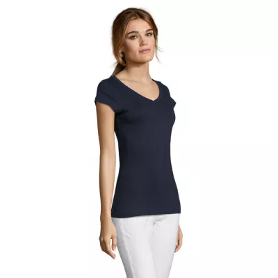 Koszulka damska z dekoltem w serek 150 g/m² Sol's MOON - French Navy (S11388-FN)