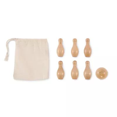 Mini kręgle z drewna sosnowego w woreczku BOLITO - Drewna (MO2434-40)