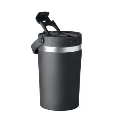 Kubek termiczny ze słomką i paskiem 350 ml COZYCUP - Czarny (MO2922-03)