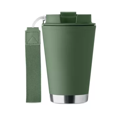 Kubek dwuścienny z PP z paskiem 300 ml TOPIZ - Ciemnozielony (MO2596-60)