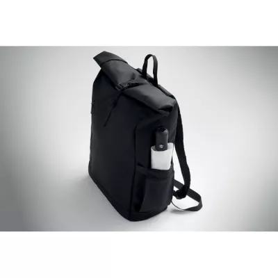 Plecak rolltop na laptop RPET 600D BANGKOK ROLL - Czarny (MO2643-03)