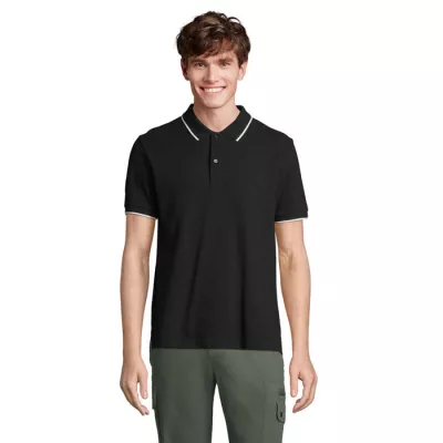 Koszulka polo unisex z prążkiem Sol's PALERMO - Negro/Blanco (S04769-BC)