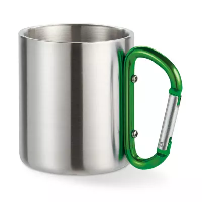 Kubek stalowy dwuścienny z karabinkiem 220 ml TRUMBO - Zielony (MO8313-09)