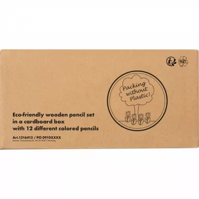 Kredki drewniane 12 kolorów MATEO - beżowy (1316413)