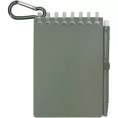 Lig Mini outdoorowy zestaw z notatnikiem w miękkiej okładce z tworzyw sztucznych pochodzących z recyklingu i długopisem (niebieski tusz) - Zielony melanż (10705162)