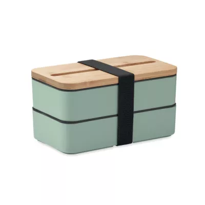 Lunchbox dwupoziomowy 2x400 ml ze sztućcami WINT - Miętowy Zielony (MO2088-77)