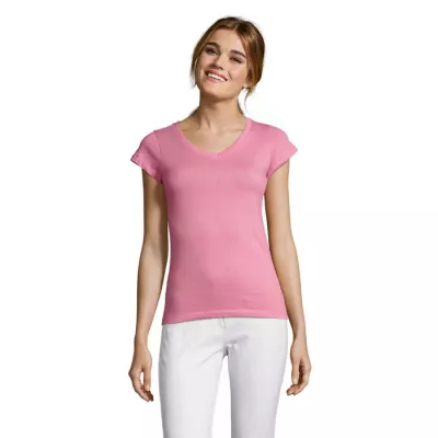 Koszulka damska z dekoltem w serek 150 g/m² Sol's MOON - Orchid Pink (S11388-OP)