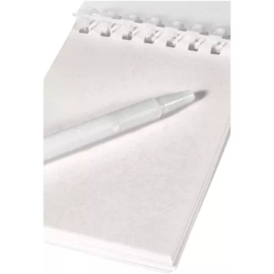 Lig Mini outdoorowy zestaw z notatnikiem w miękkiej okładce z tworzyw sztucznych pochodzących z recyklingu i długopisem (niebieski tusz) - Przezroczysty (10705101)