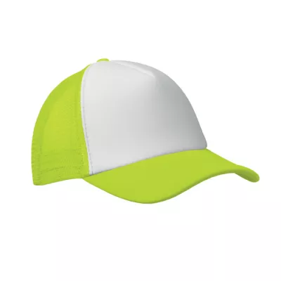 Czapka trucker 5-panelowa 150 g/m² BUBBLE - Biały/Neonowy Żółty (MO2269-84)