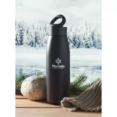 Butelka dwuścienna stalowa 400 ml CALEFRIO - Czarny (MO2331-03)