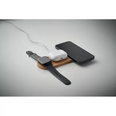 Stacja ładująca 3 w 1 15W w bambusowym etui RECPAD - Drewna (MO2729-40)