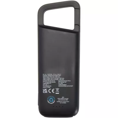 Alkes wodoodporny powerbank z karabińczykiem o pojemności 5000 mAh i mocy 12 W, wykonany z tworzyw sztucznych pochodzących z recyklingu - Czarny (12447090)