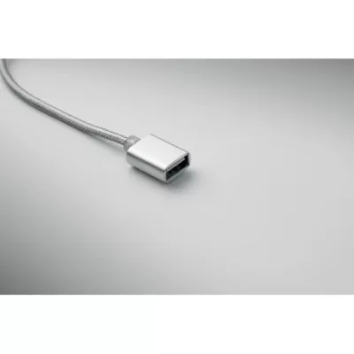 Brelok z kablem 3 w 1 i hubem USB aluminiowy HUBLUE - Srebrny (MO3150-14)