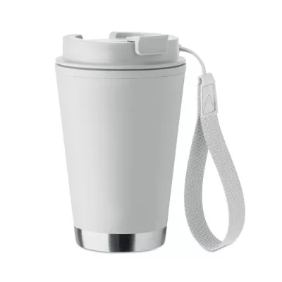 Kubek dwuścienny z PP z paskiem 300 ml TOPIZ - Bialy (MO2596-06)