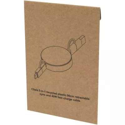 Citala zwijany kabel do synchronizacji danych i szybkiego ładowania 5 w 1 40 W o długości 90 cm z tworzyw sztucznych pochodzących z recyklingu - Biały (12443001)