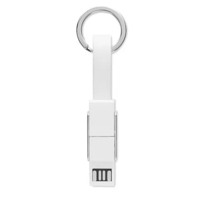 Brelok z kablem do ładowania 4 w 1 KEY C - Bialy (MO6820-06)